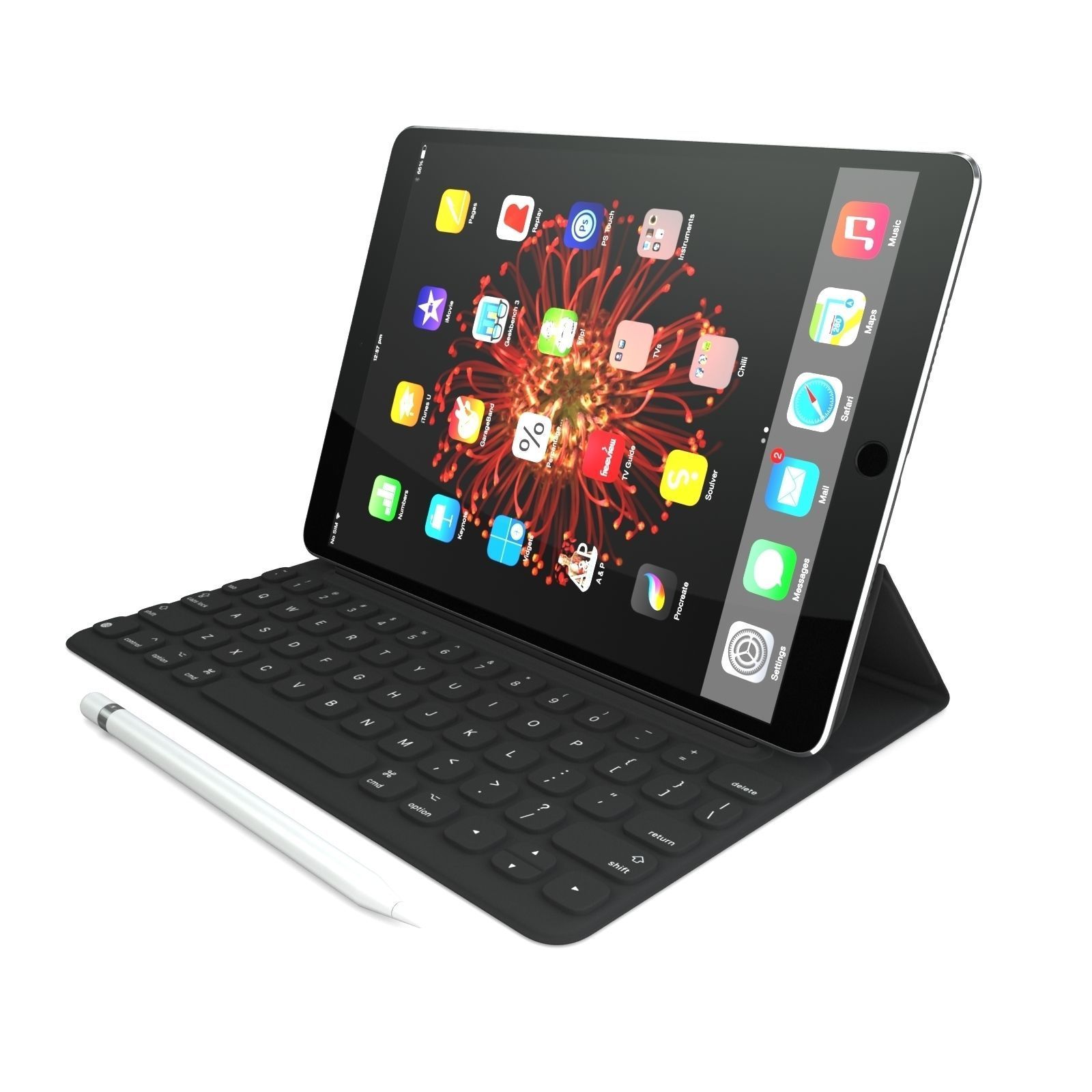 Apple iPad Pro 105 And Type Cover And Pencil 3D model_1