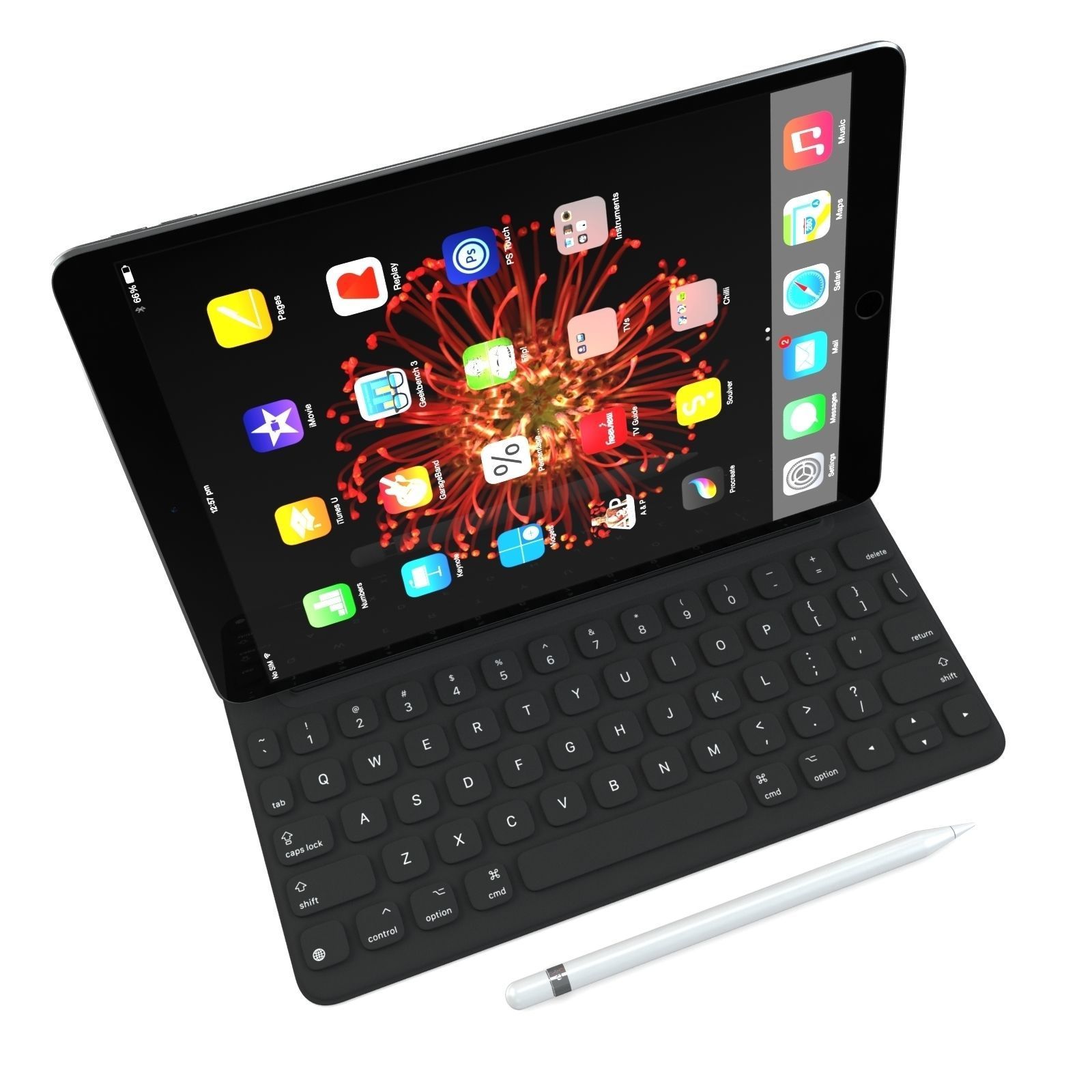 Apple iPad Pro 105 And Type Cover And Pencil 3D model_4