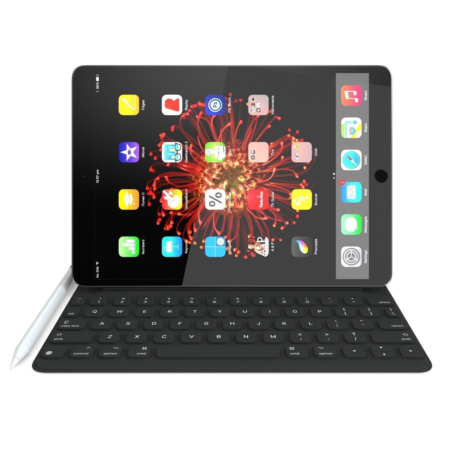 Apple iPad Pro 105 And Type Cover And Pencil 3D model_2