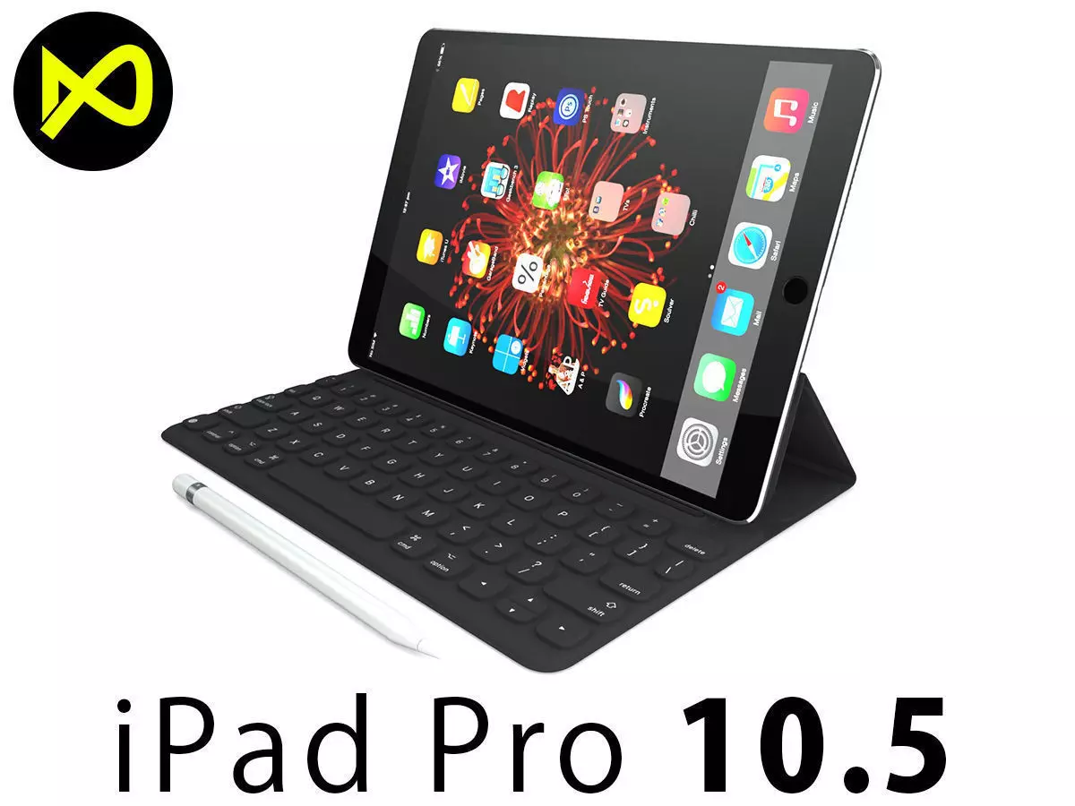 Apple iPad Pro 105 And Type Cover And Pencil 3D model_0
