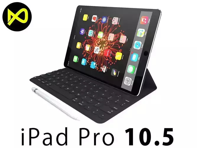 Apple iPad Pro 105 And Type Cover And Pencil 3D model
