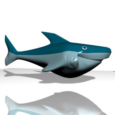 Smiling Cartoon Shark Character Low-poly 3D model_2