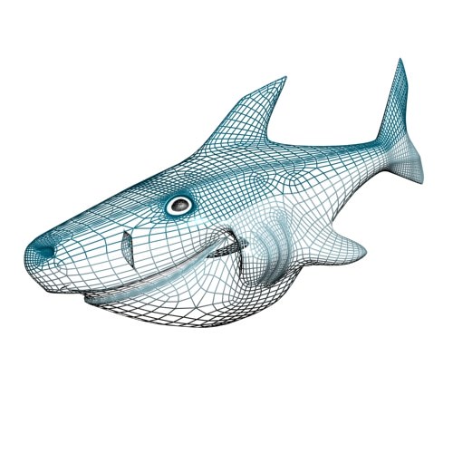 Smiling Cartoon Shark Character Low-poly 3D model_1