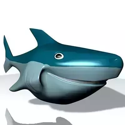 Smiling Cartoon Shark Character Low-poly 3D model