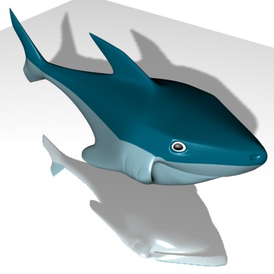Smiling Cartoon Shark Character Low-poly 3D model_3