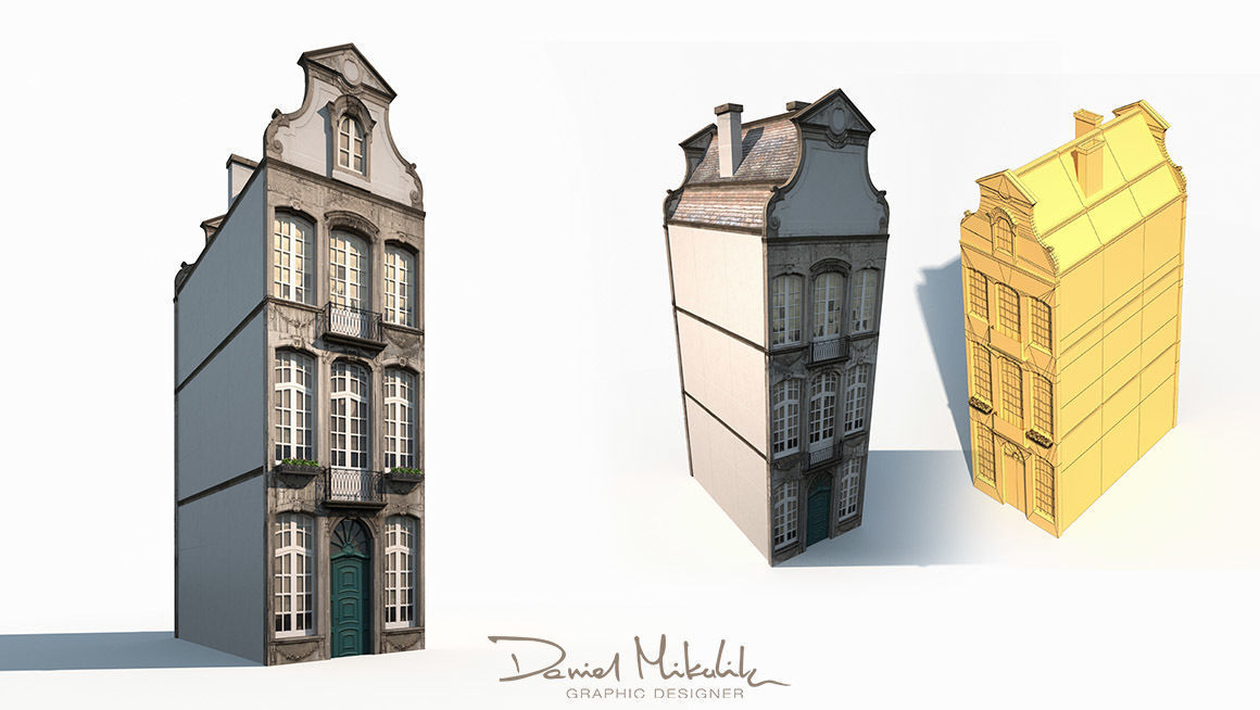Buildings Facade 181 Low Poly Low-poly 3D model_1
