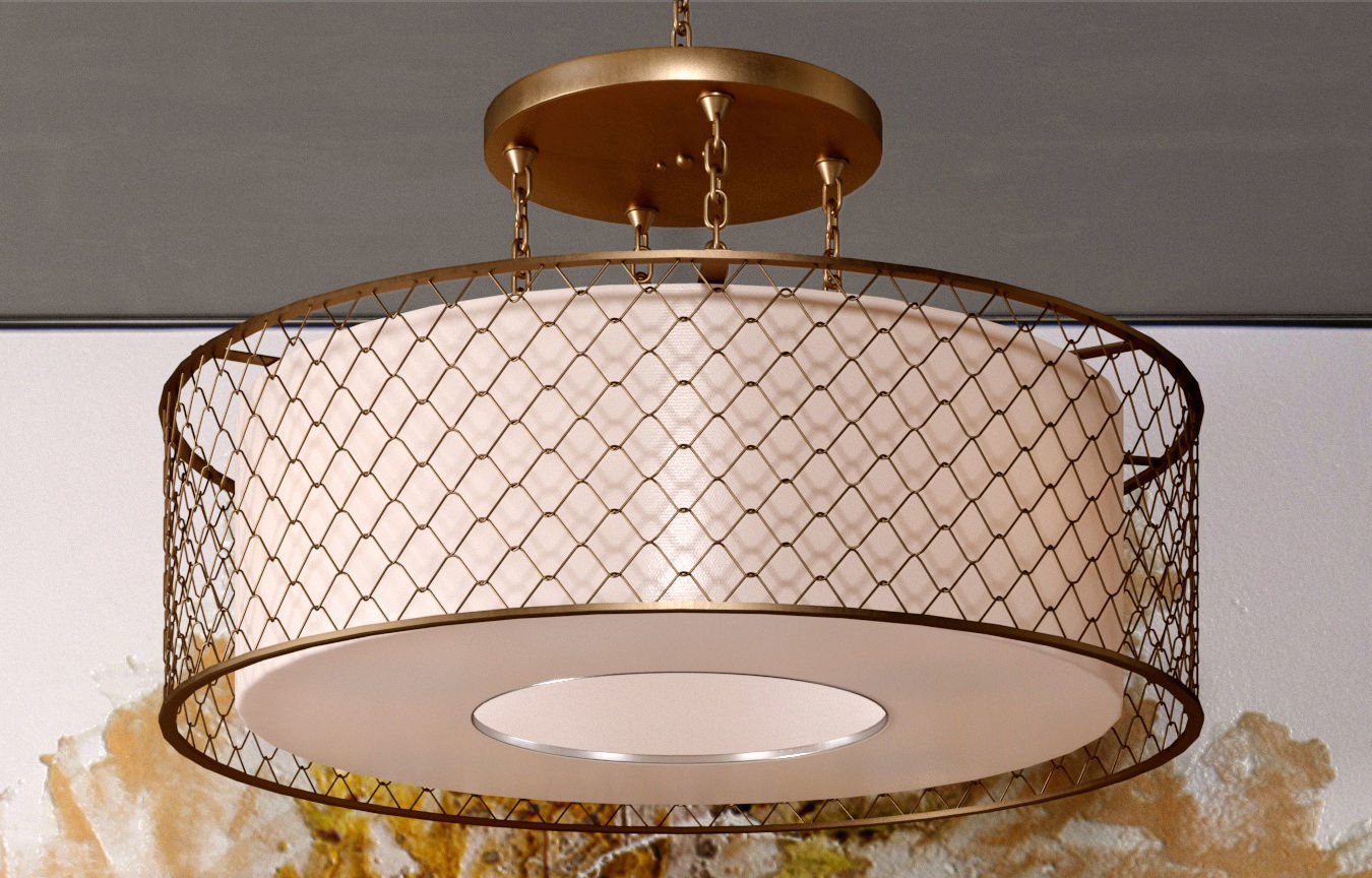 John-Richard modern dresser with gold pendant light 3D model_1