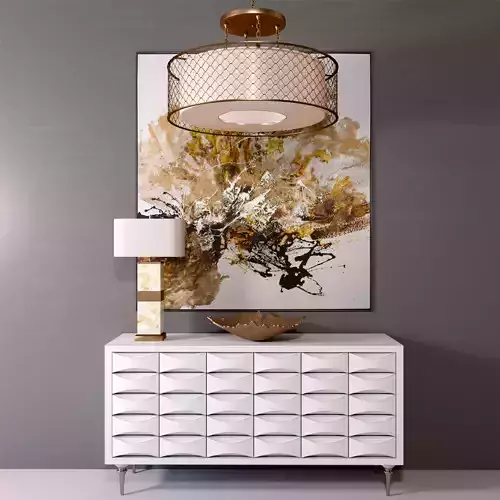 John-Richard modern dresser with gold pendant light