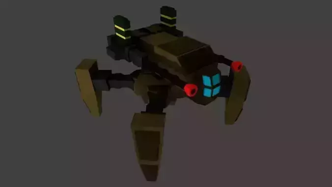 Quad Leg Mechanical Robot Free low-poly 3D model
