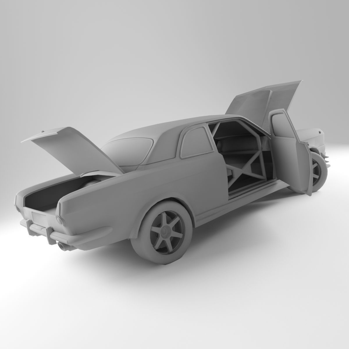 Gaz 24 Volga Low-poly 3D model_17
