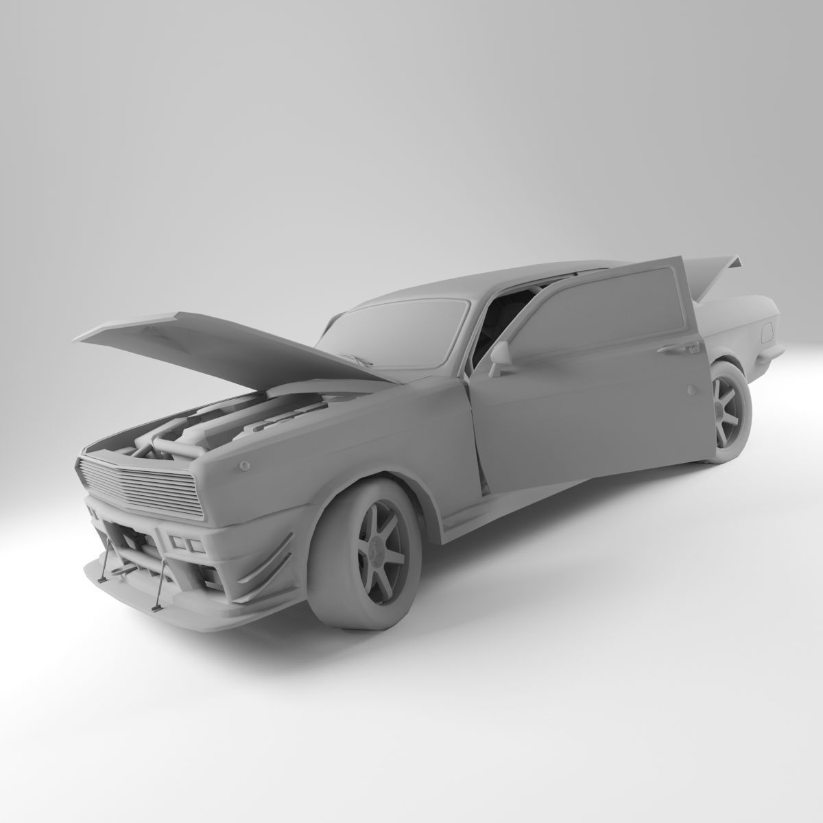 Gaz 24 Volga Low-poly 3D model_14