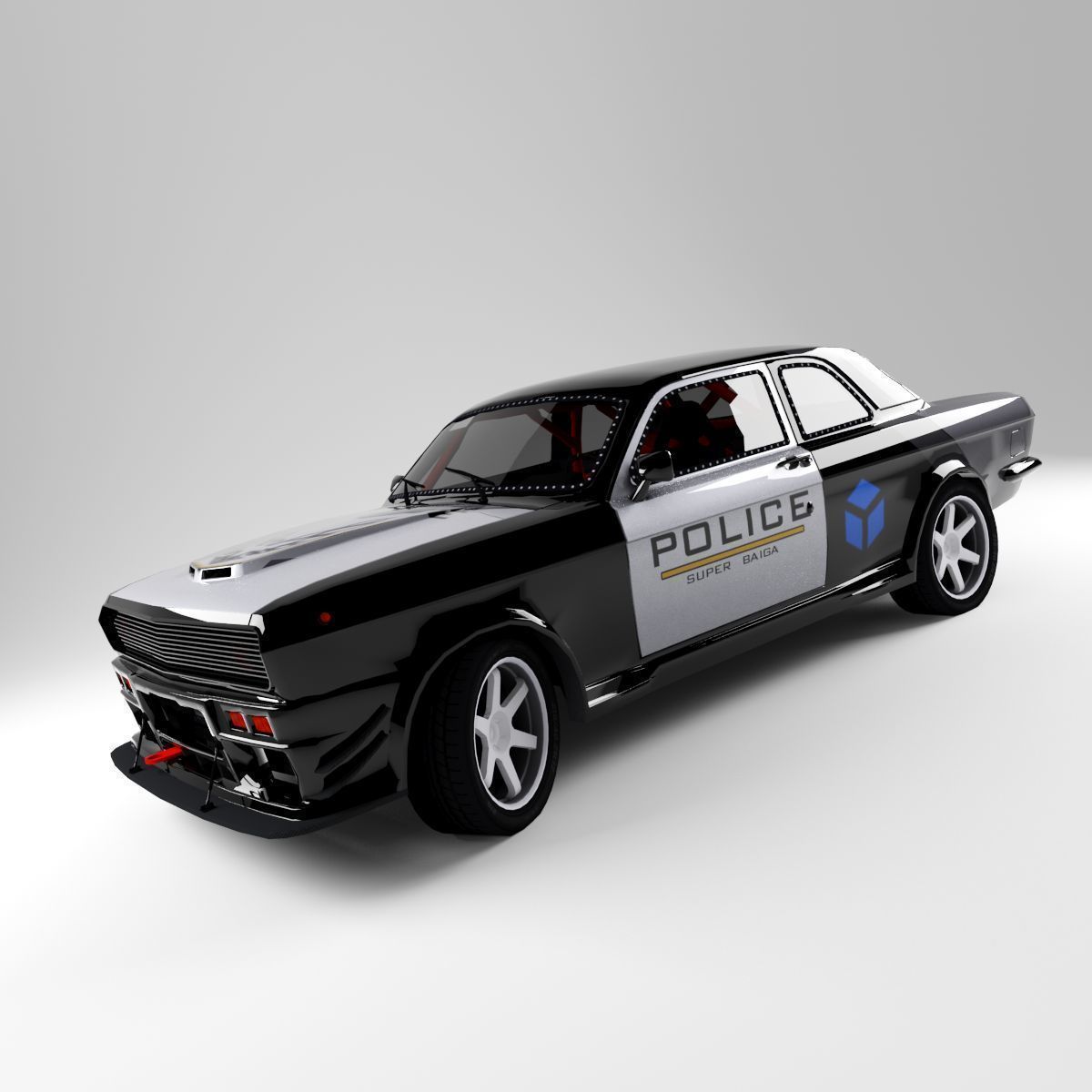 Gaz 24 Volga Low-poly 3D model_7