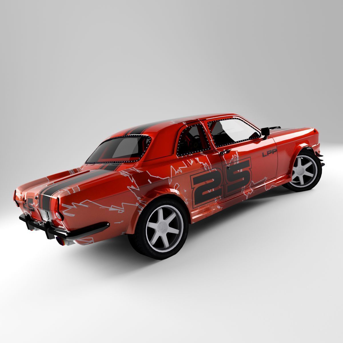 Gaz 24 Volga Low-poly 3D model_3