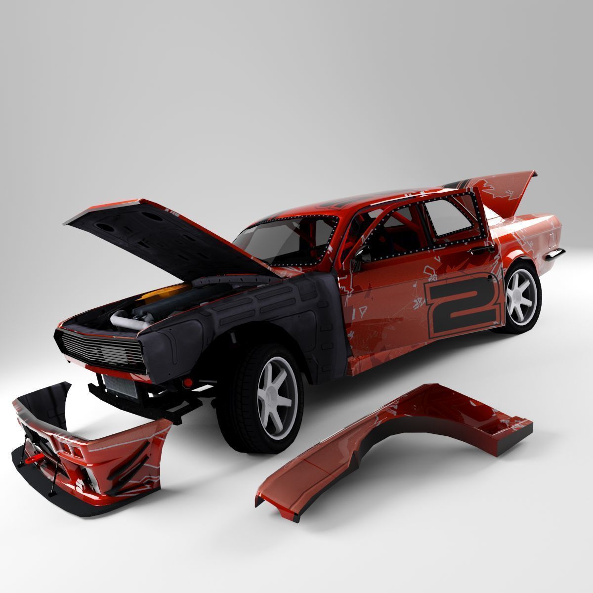 Gaz 24 Volga Low-poly 3D model_18