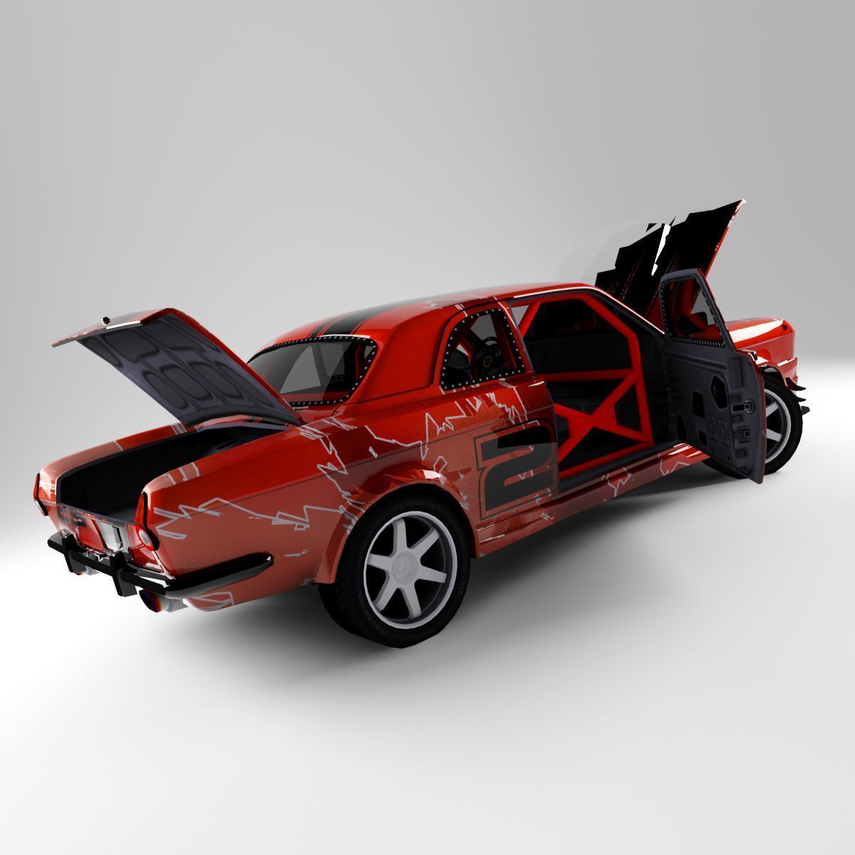 Gaz 24 Volga Low-poly 3D model_15