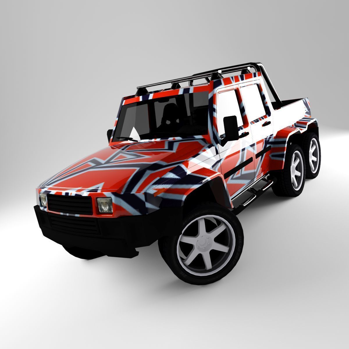 G-Class 6x6 Low-poly 3D model_8
