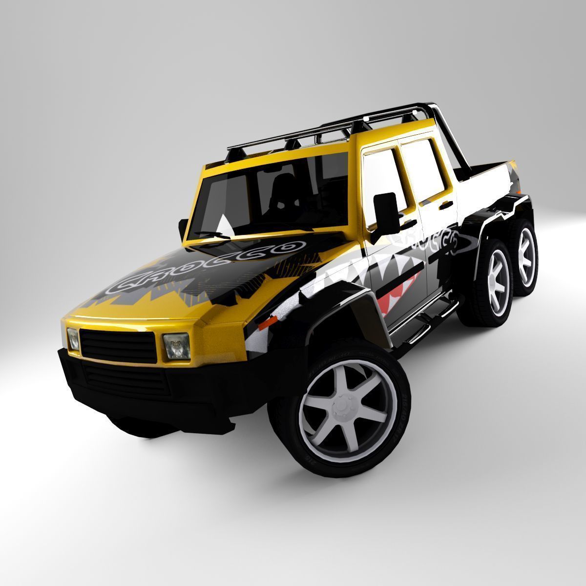 G-Class 6x6 Low-poly 3D model_7