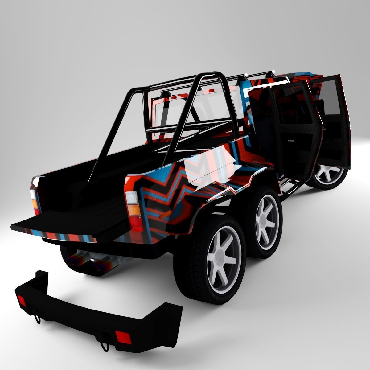 G-Class 6x6 Low-poly 3D model_16