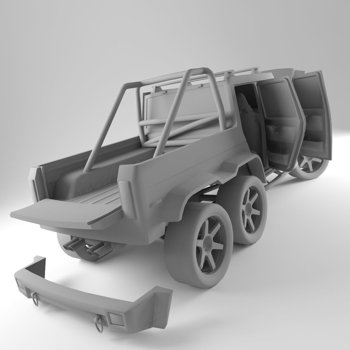 G-Class 6x6 Low-poly 3D model_18