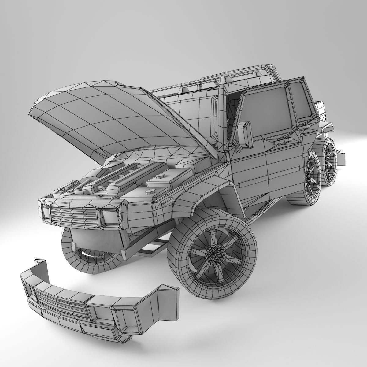 G-Class 6x6 Low-poly 3D model_14