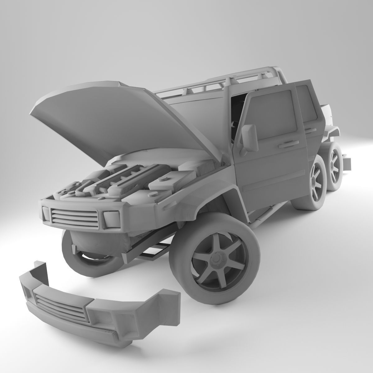 G-Class 6x6 Low-poly 3D model_15
