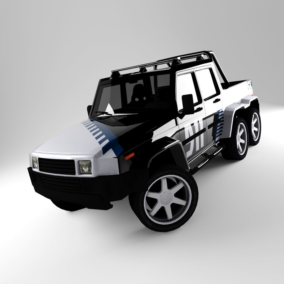 G-Class 6x6 Low-poly 3D model_11
