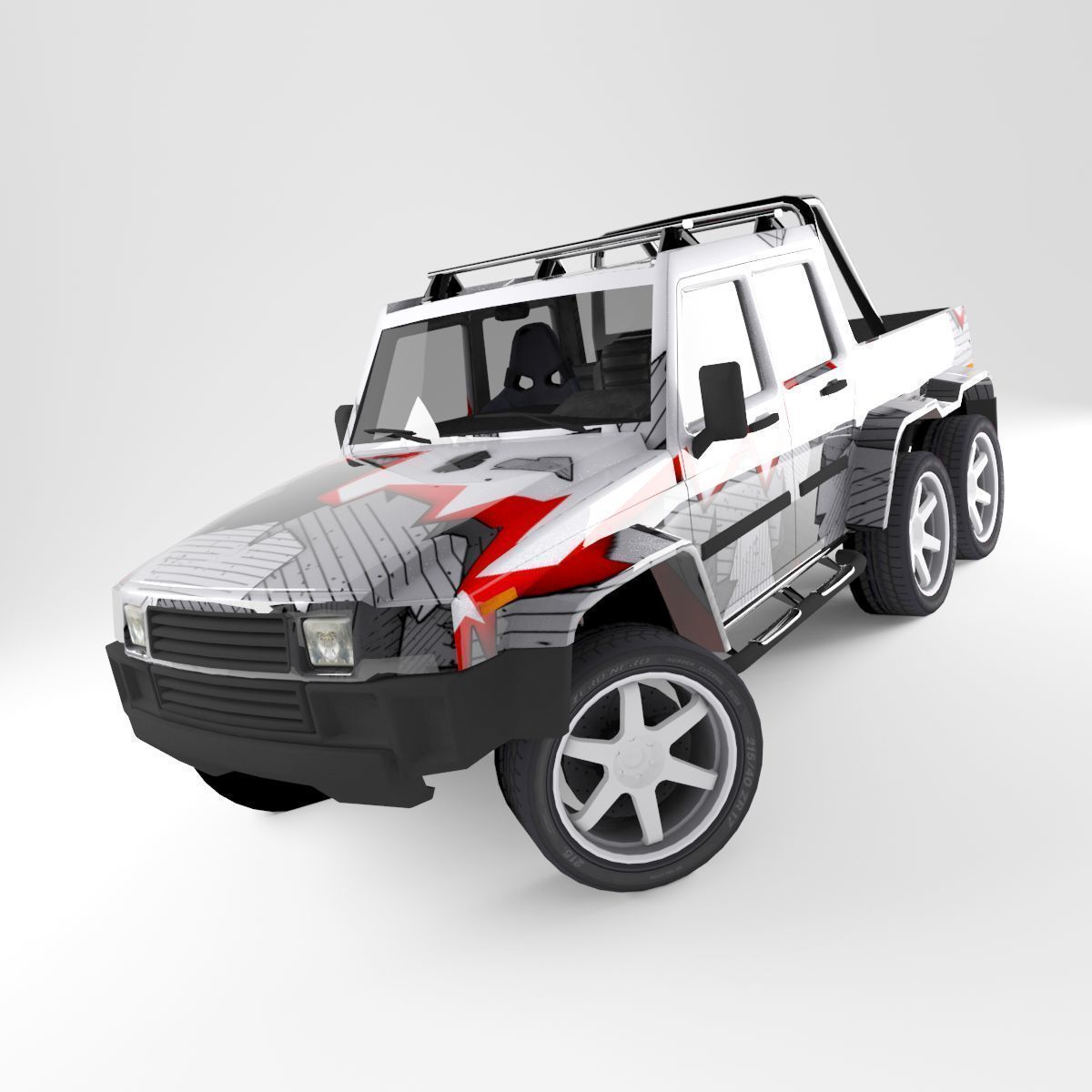 G-Class 6x6 Low-poly 3D model_12