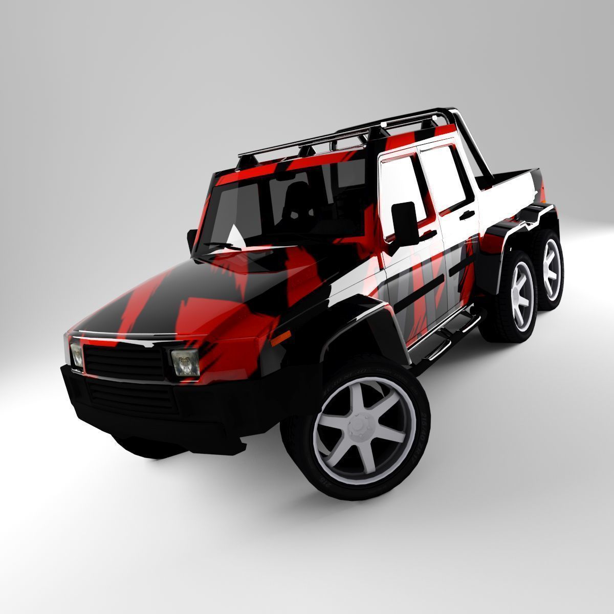 G-Class 6x6 Low-poly 3D model_9