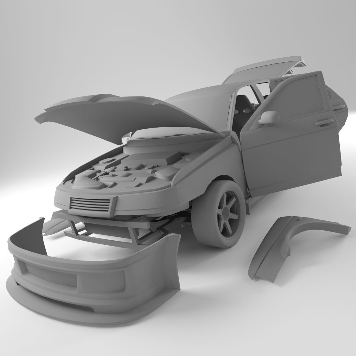 Lada 21012 Low-poly 3D model_14