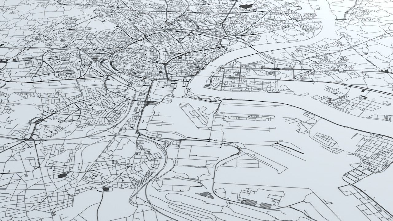 Antwerp Road Network and Streets 3D model_3