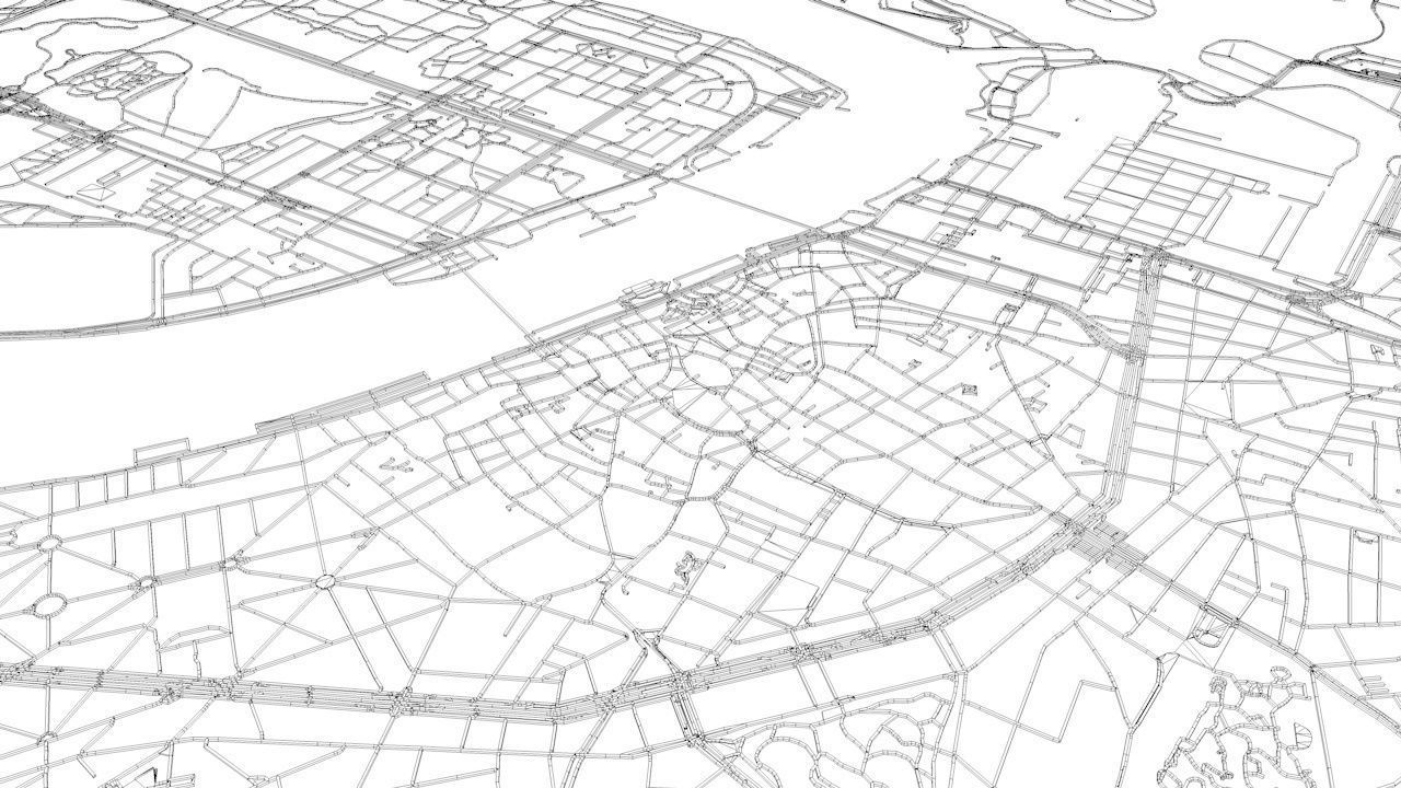 Antwerp Road Network and Streets 3D model_9