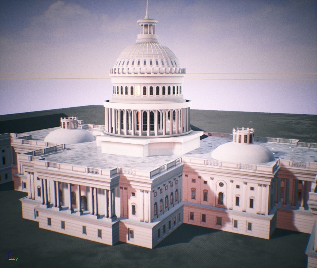 United States Capitol low poly Low-poly 3D model_48