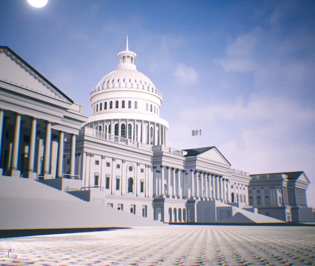 United States Capitol low poly Low-poly 3D model_1
