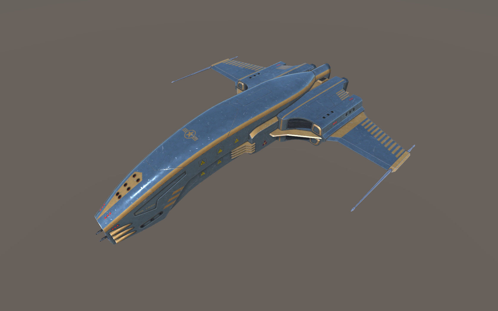 Spaceship Dagger Type 1 Blue Low-poly 3D model_7
