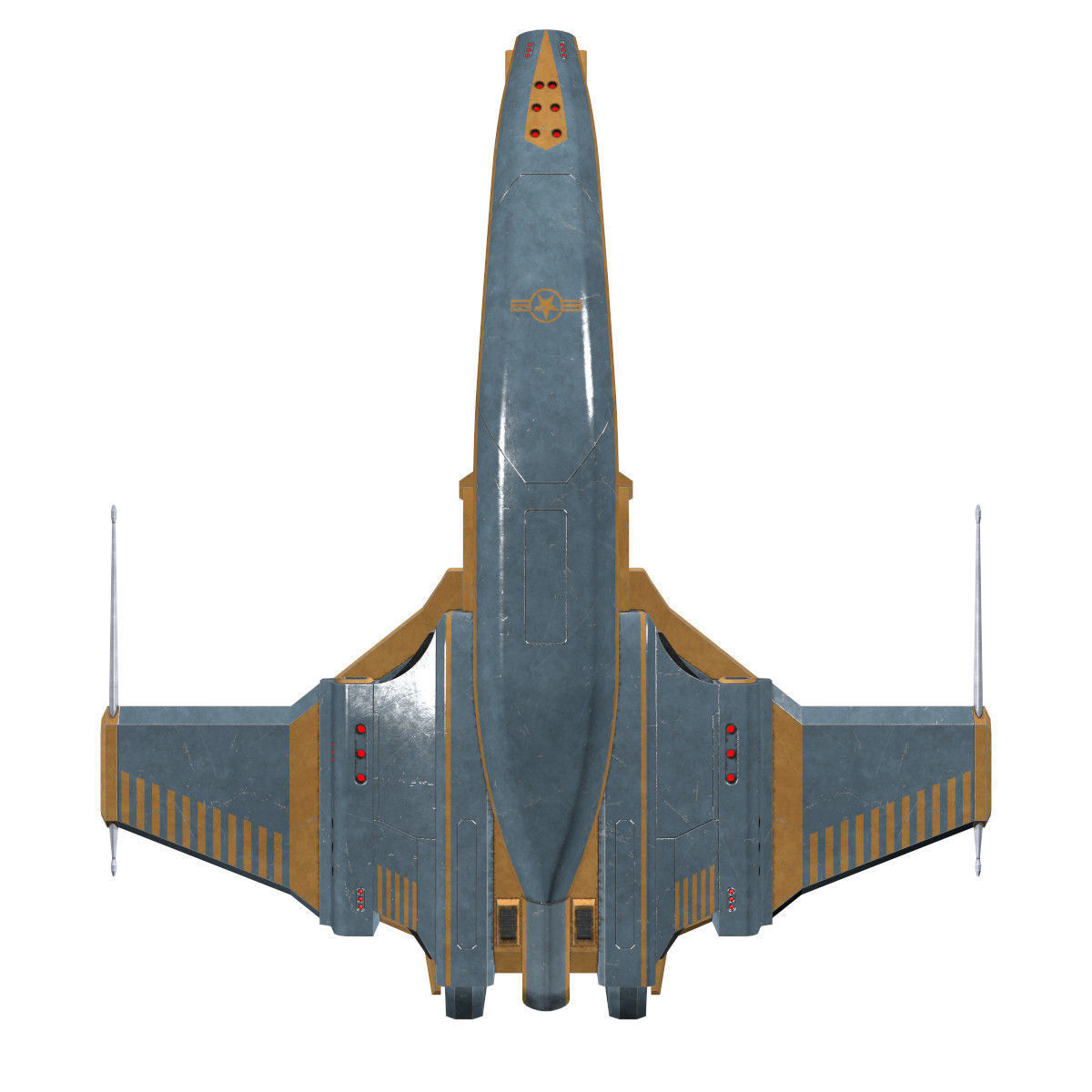 Spaceship Dagger Type 1 Blue Low-poly 3D model_24