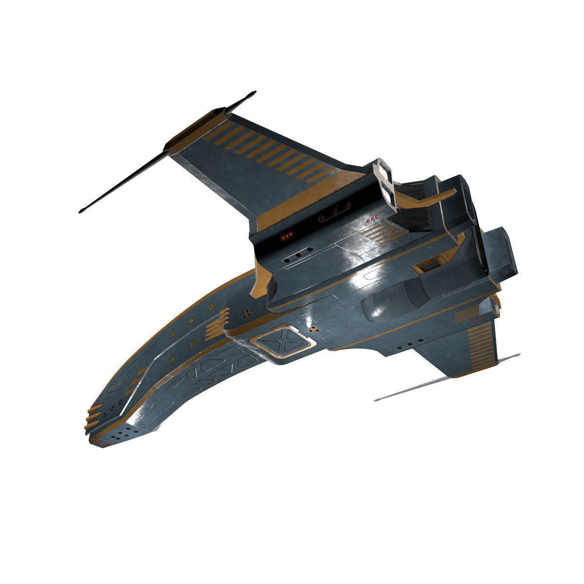 Spaceship Dagger Type 1 Blue Low-poly 3D model_25