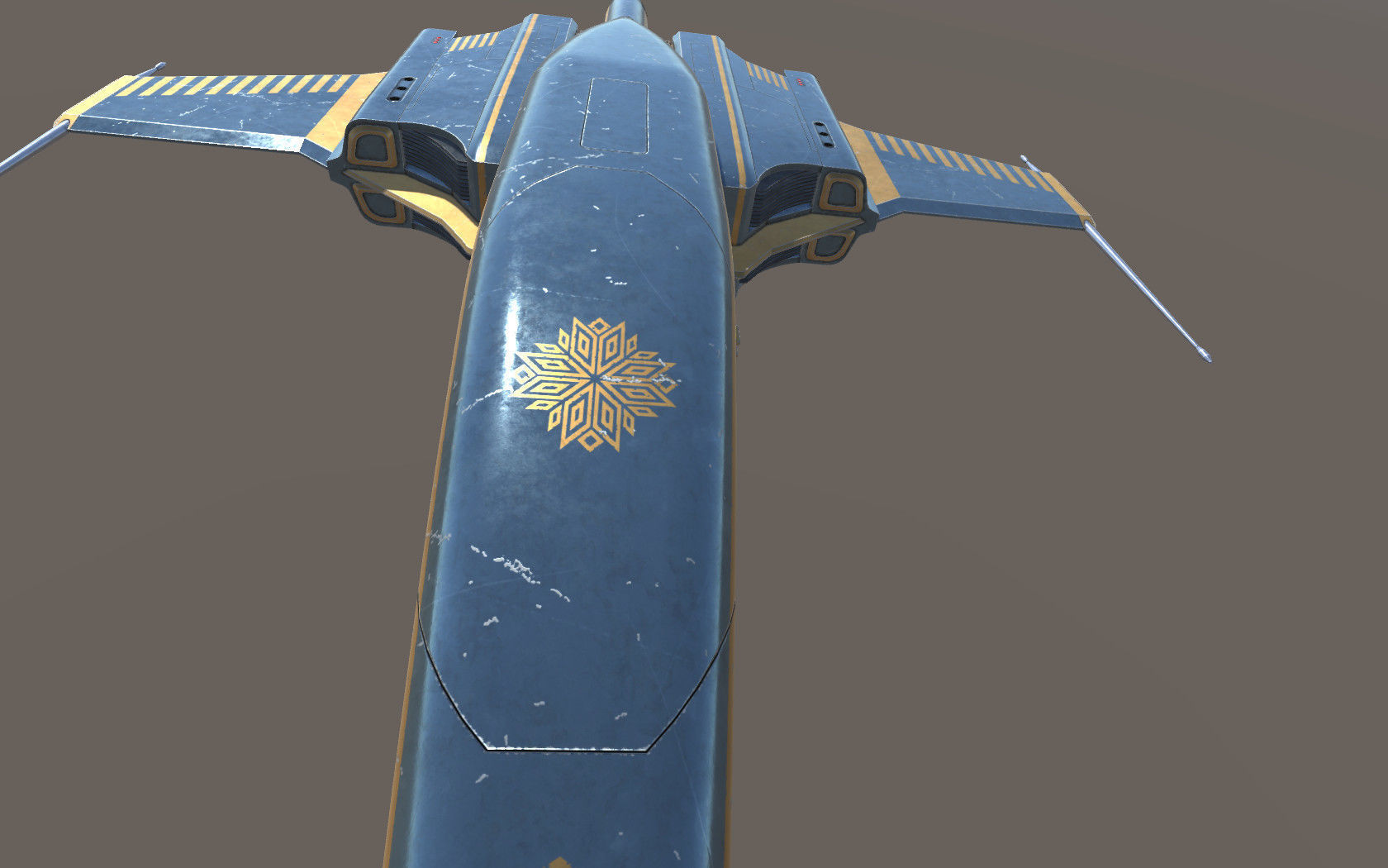 Spaceship Dagger Type 1 Blue Low-poly 3D model_10