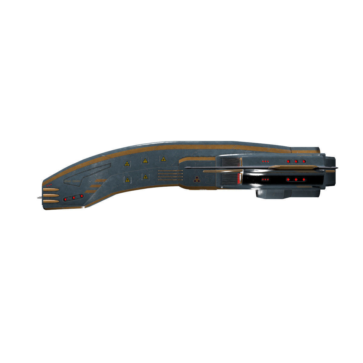 Spaceship Dagger Type 1 Blue Low-poly 3D model_30