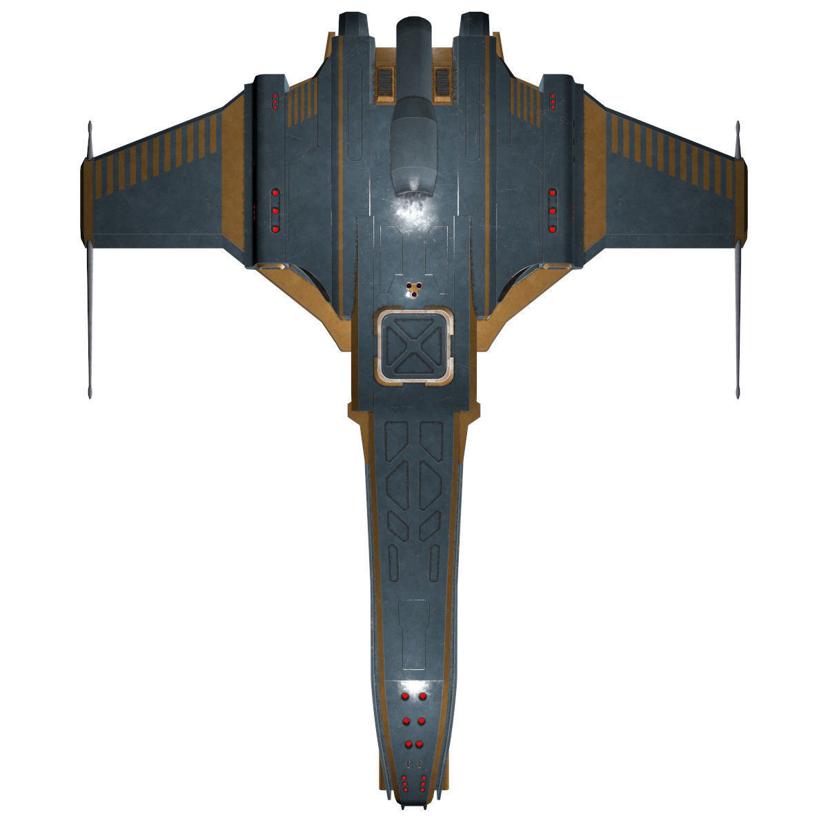 Spaceship Dagger Type 1 Blue Low-poly 3D model_32