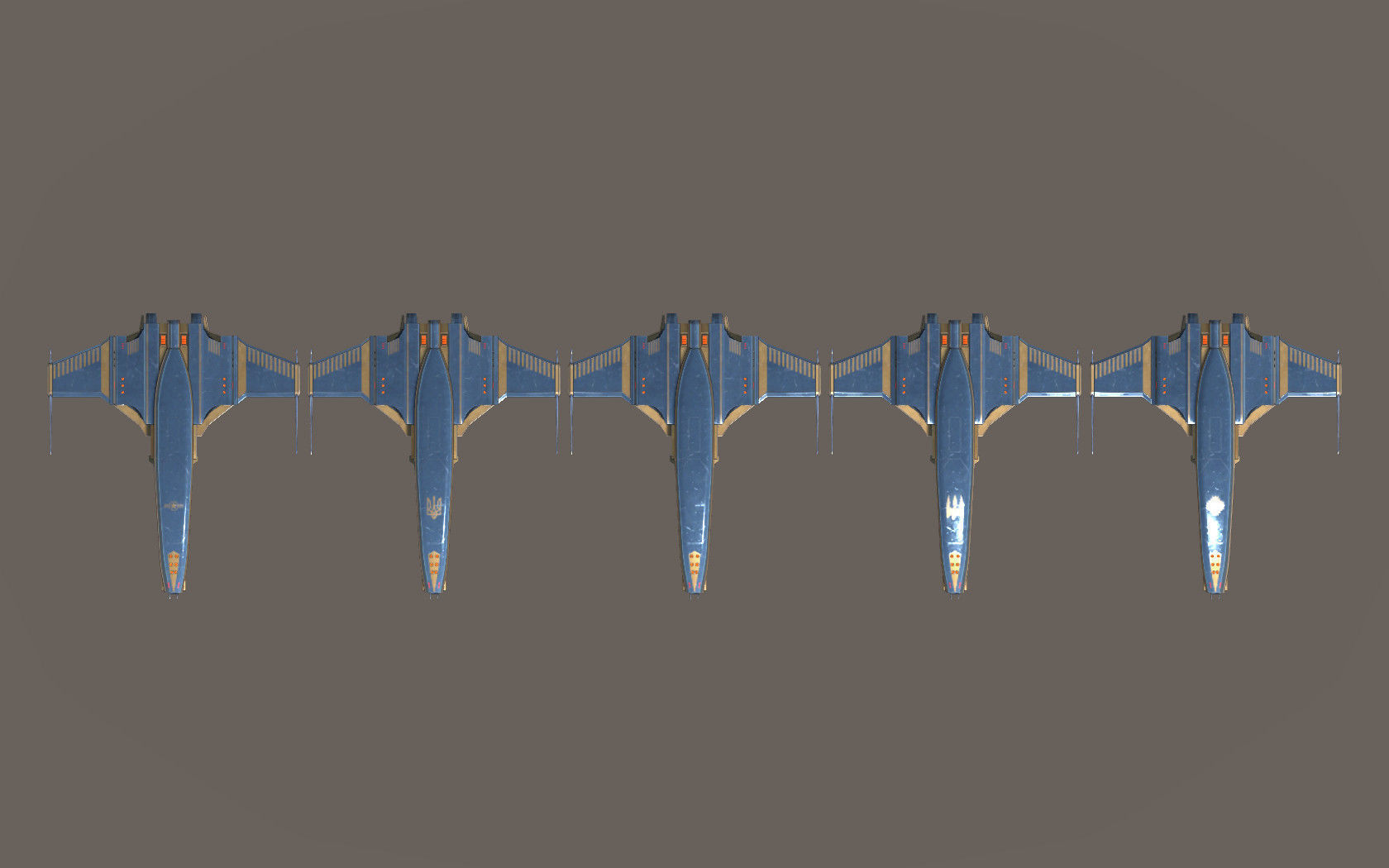 Spaceship Dagger Type 1 Blue Low-poly 3D model_16