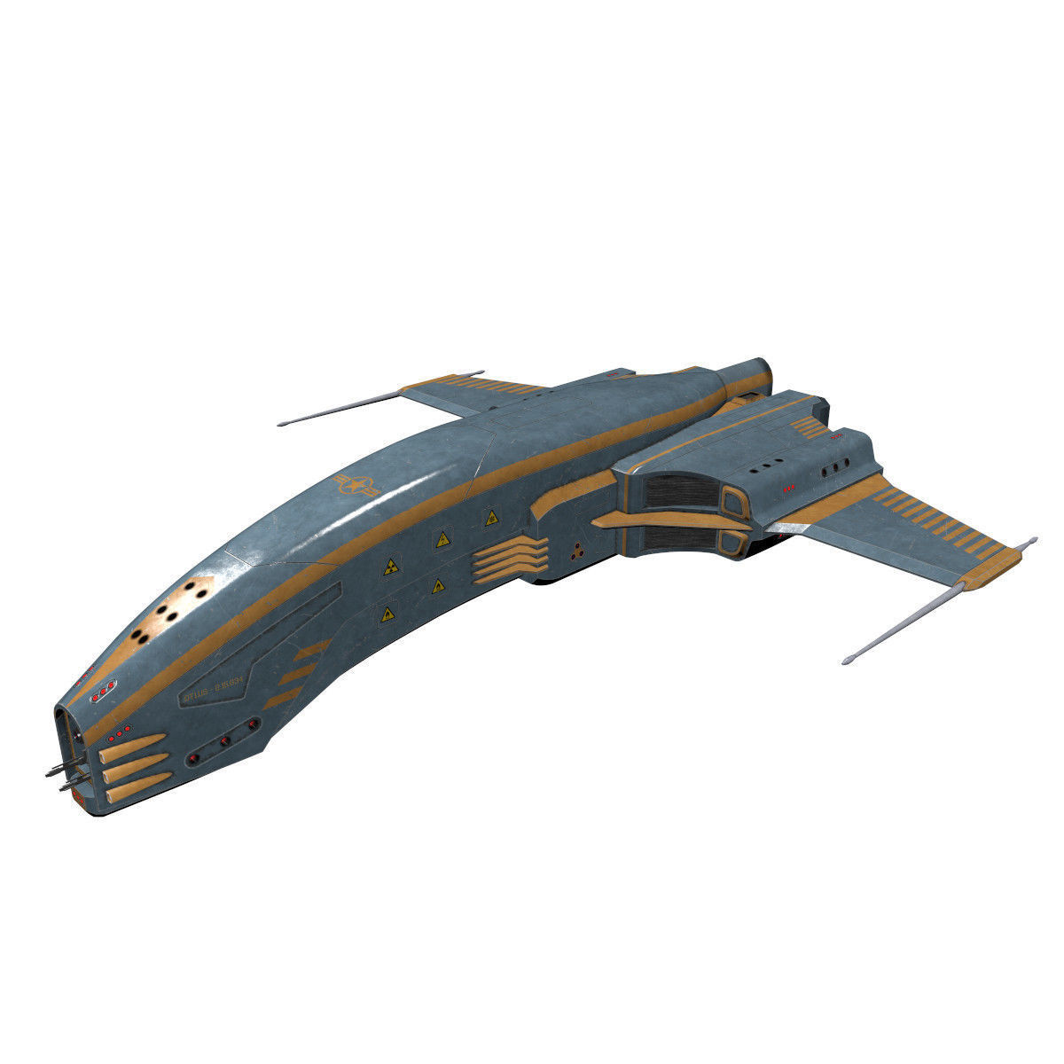Spaceship Dagger Type 1 Blue Low-poly 3D model_23