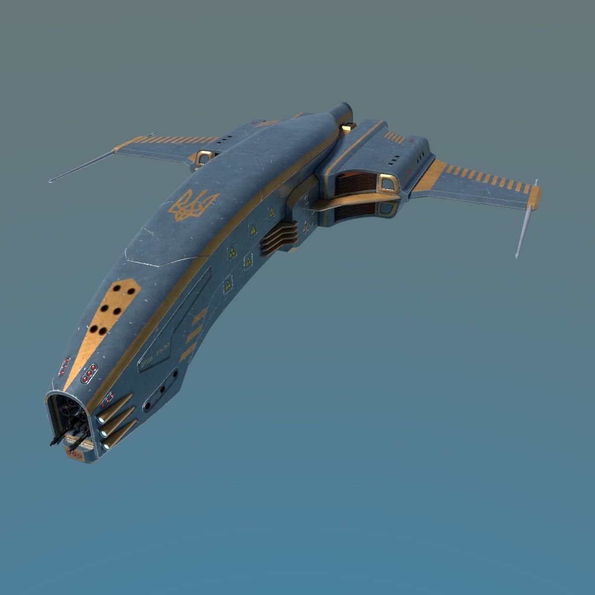 Spaceship Dagger Type 1 Blue Low-poly 3D model_19