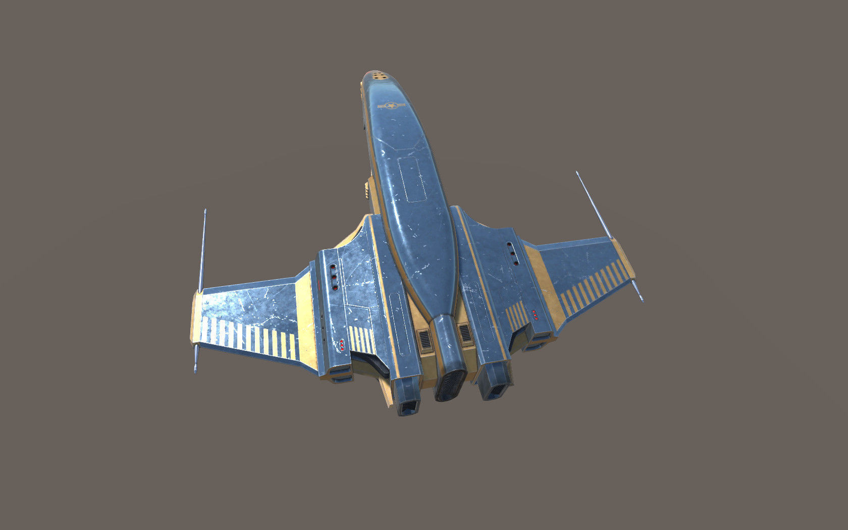 Spaceship Dagger Type 1 Blue Low-poly 3D model_9
