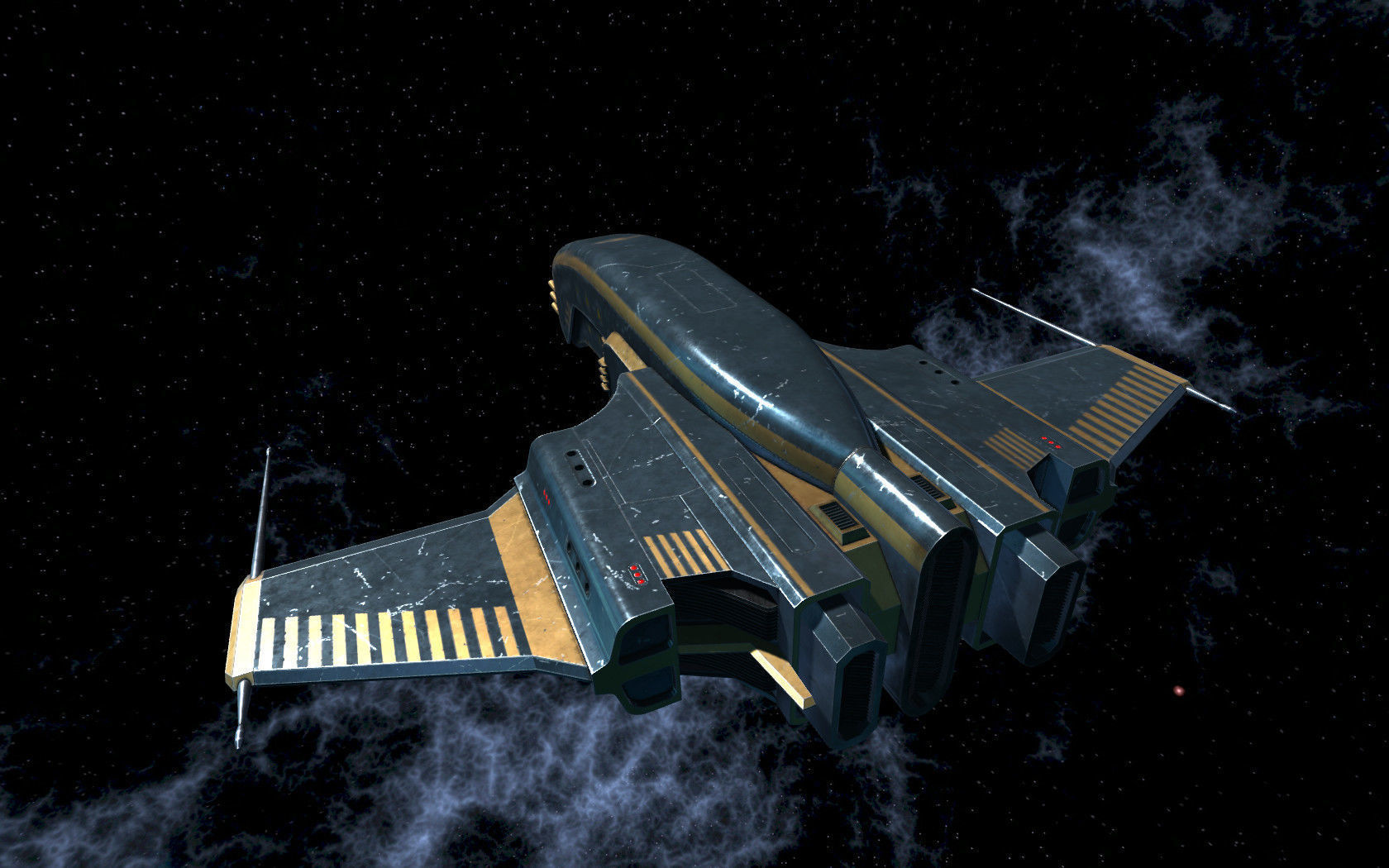 Spaceship Dagger Type 1 Blue Low-poly 3D model_2