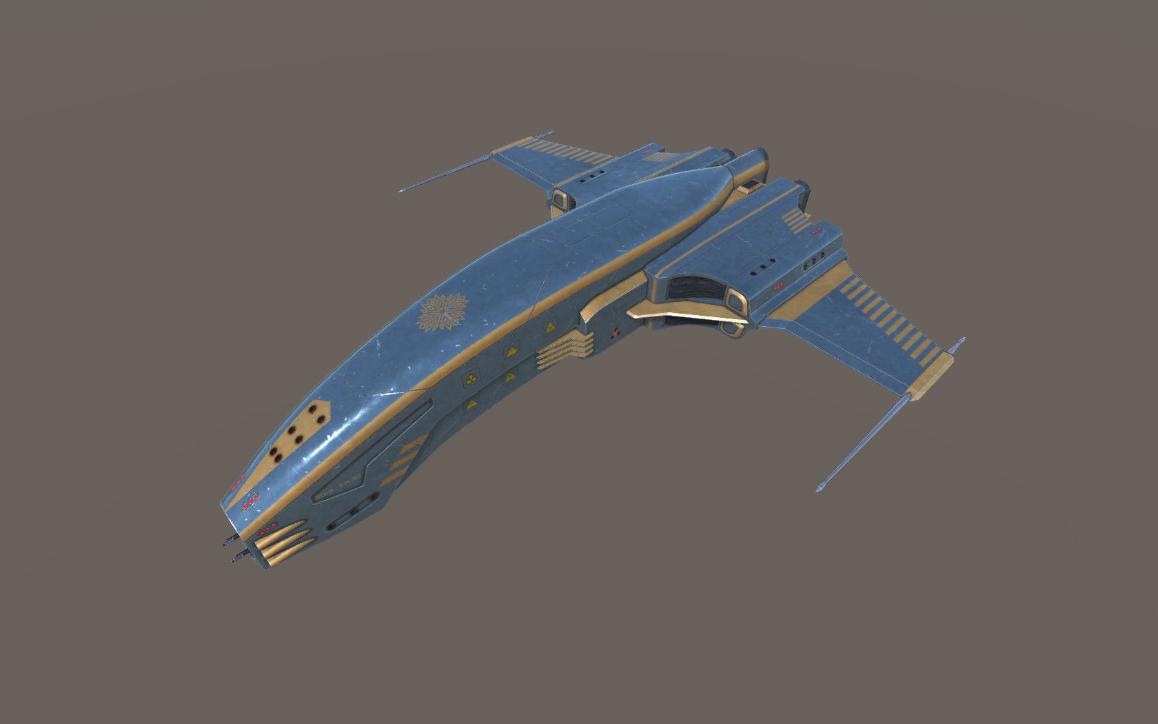 Spaceship Dagger Type 1 Blue Low-poly 3D model_4