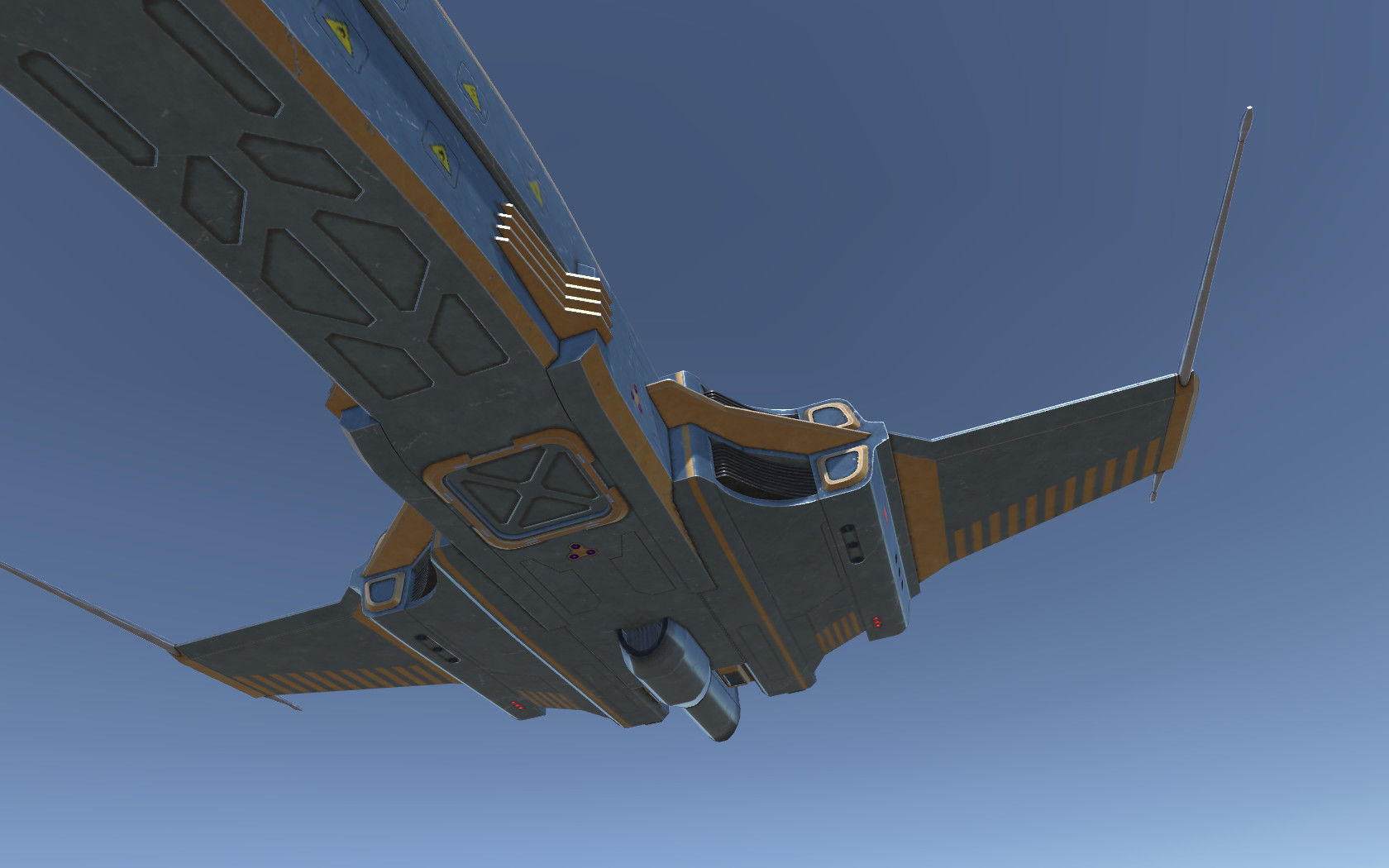 Spaceship Dagger Type 1 Blue Low-poly 3D model_12