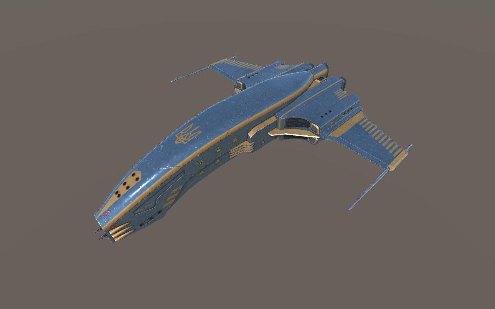 Spaceship Dagger Type 1 Blue Low-poly 3D model_6