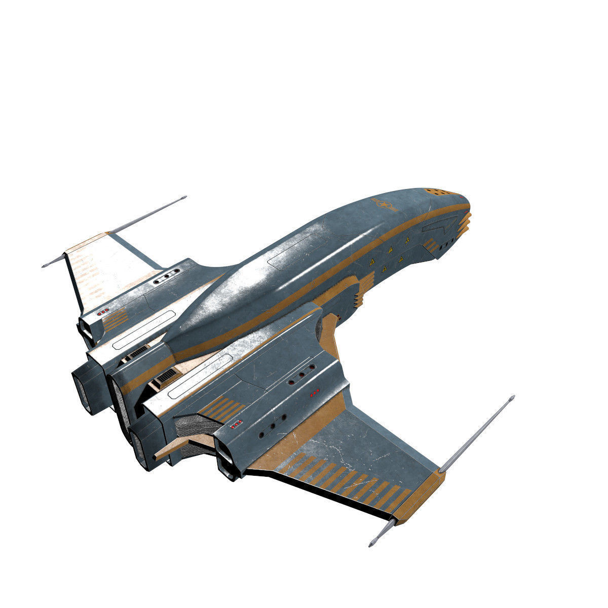 Spaceship Dagger Type 1 Blue Low-poly 3D model_27