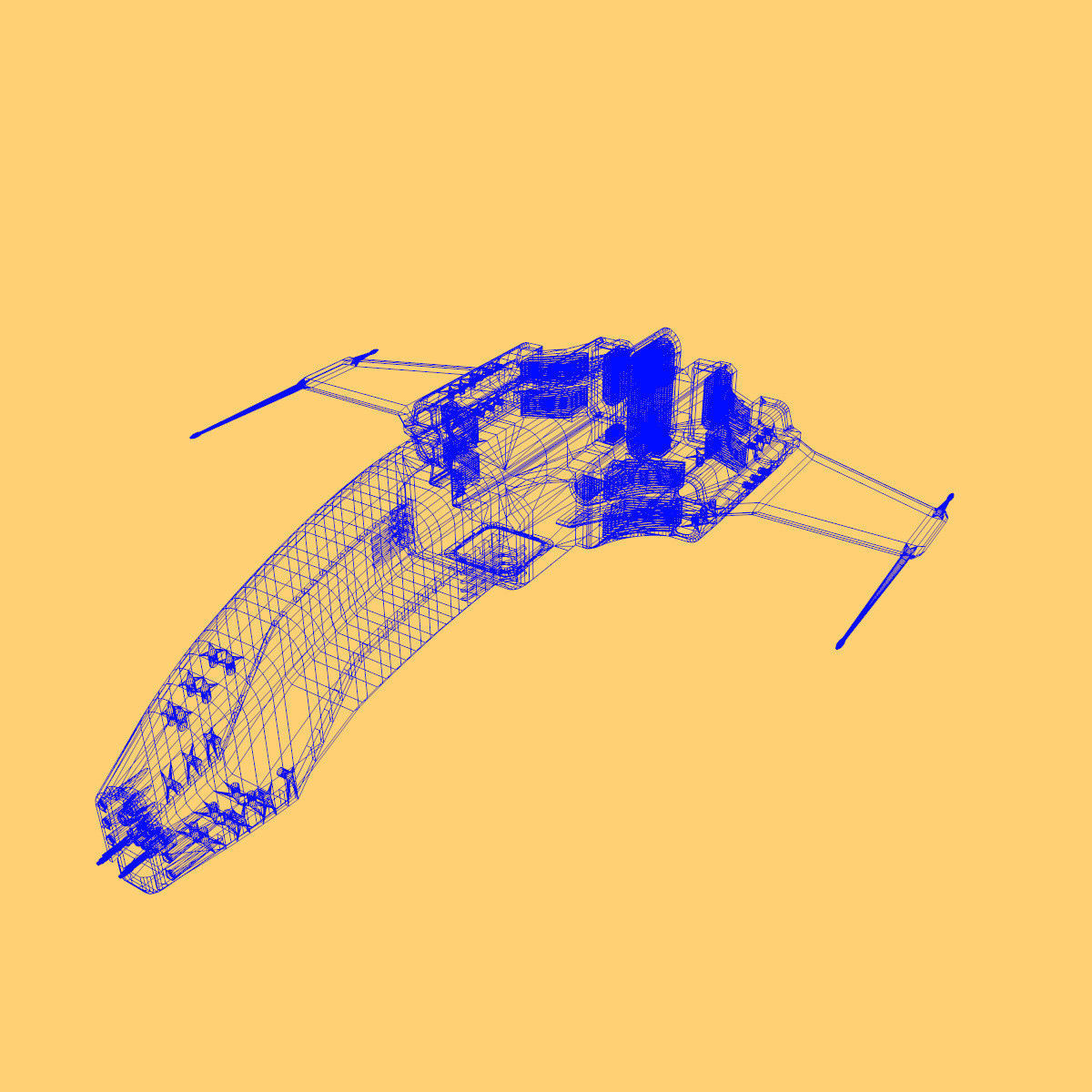 Spaceship Dagger Type 1 Blue Low-poly 3D model_37