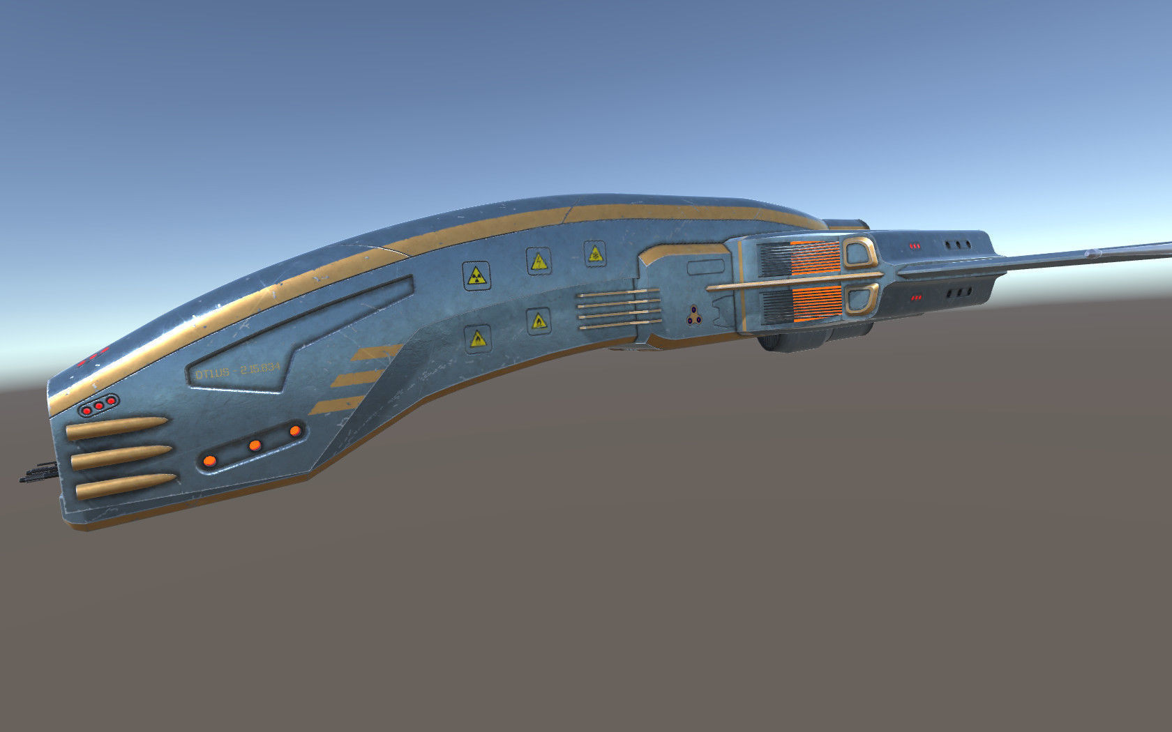 Spaceship Dagger Type 1 Blue Low-poly 3D model_11